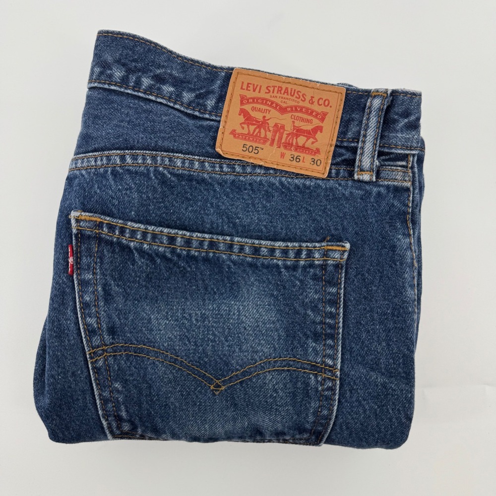 Levi Strauss 505 Regular Fit Jeans Mens W36 L28 Blue Denim Classic